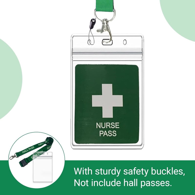 BEMAXYE Hall Pass Lanyards with Card Holders, School Classroom Passes Lanyard Set for Teacher Parents (10 x Green) - Image 4